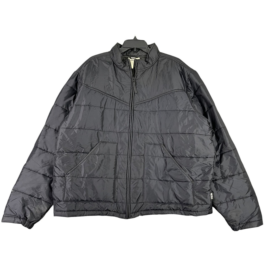 Walls Insulated Quilted Work Jacket Mens 2XL Black Full Zip Nylon Puffer 35451